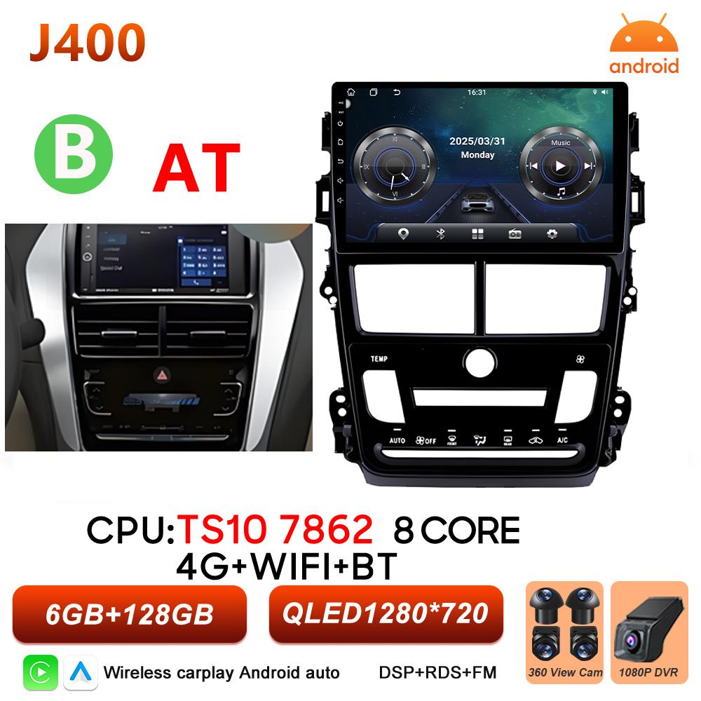 Android 16 Car Radio Carplay For Toyota Vios Yaris 2018 2019 2020 Multimedia Player Video 2k Touch Screen 5G Wifi Bluetooth DVD
