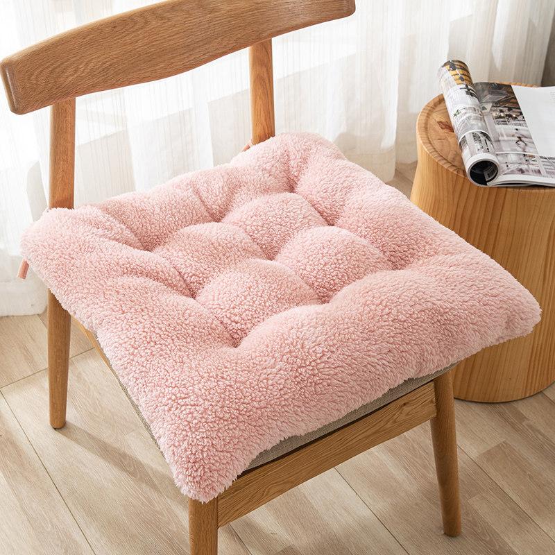 40/50cm Winter Plush Cushion Solid Color Lamb Chair Seat Cushion Pouf Tatami Room Office Car Seat Butt Pad Thicken Floor Cushion