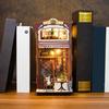 DIY книжный уголок со светодиодной подсветкой, миниатюрная книжная полка для кофейни, украшение, ручная работа, 3D модель кукольного домика, подарок для детей, подростков и взрослых