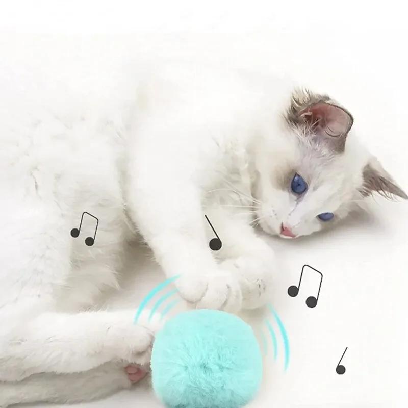 Умные игрушки для кошек интерактивный мяч плюшевый электрический кошачий мятный обучающий мяч для котят звуковые игрушки для животных пищащая игрушка-мяч