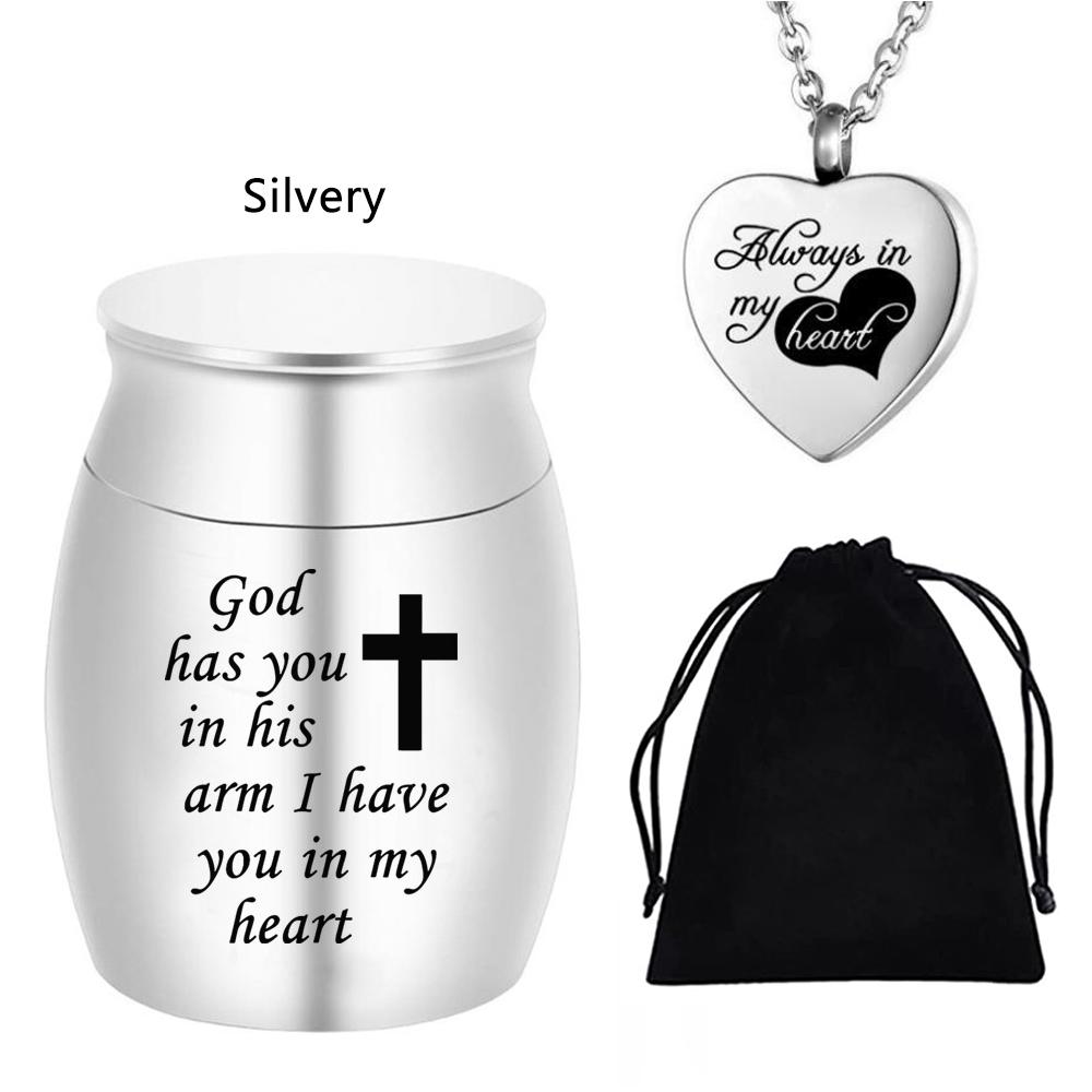 Маленькая урна для праха человека, памятная мини-урна для кремации с ожерельем-урной и бархатным мешочком