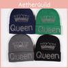 Fashionable Unisex Knitted Cap With Queen Crown Pattern For Fall And Winter Comfort