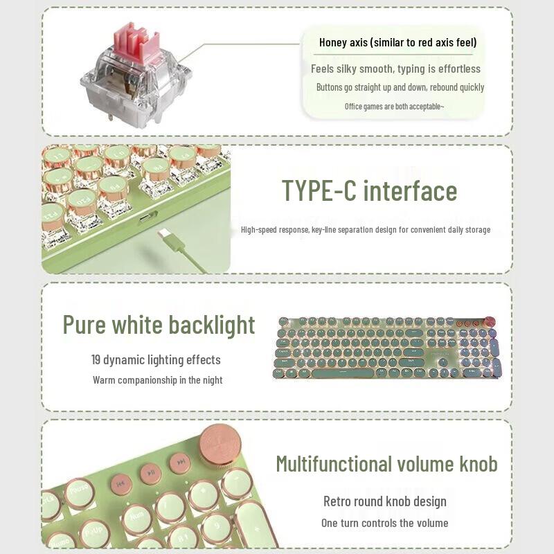 EWEADN V20 Steampunk 104-Key Mechanical Keyboard & Mouse Set