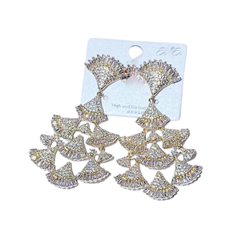 Art Deco Tiered Fan Fringe Choker Set Gunmetal Rainbow Crystal Tassel Statement Drop Earrings
