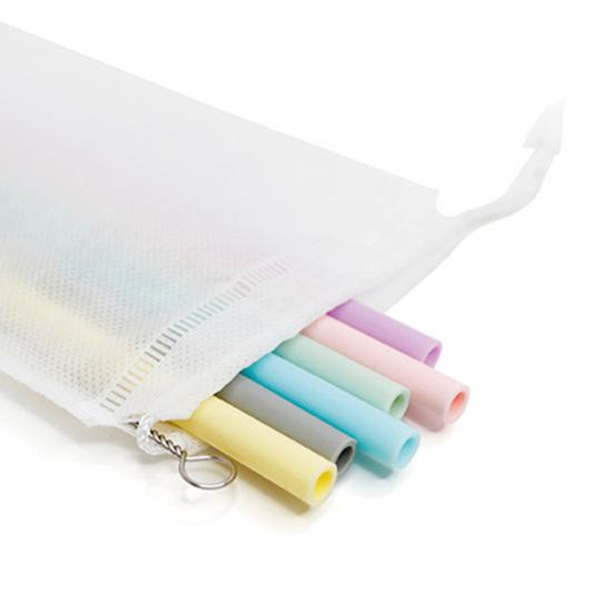 Набор из 6 силиконовых трубочек длиной 9 дюймов, многоразовые трубочки с чисткой