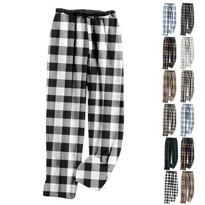 Женские пижамные штаны, плюшевые пижамные штаны с мягкой эластичной талией, клетчатые штаны с 2 карманами