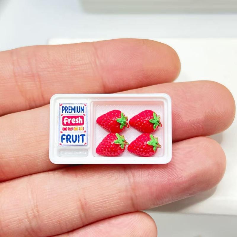Dollhouse 1:12 Scale Miniature Food Toys Supermarket Fruit Kit with Clear Box for Collectible Display