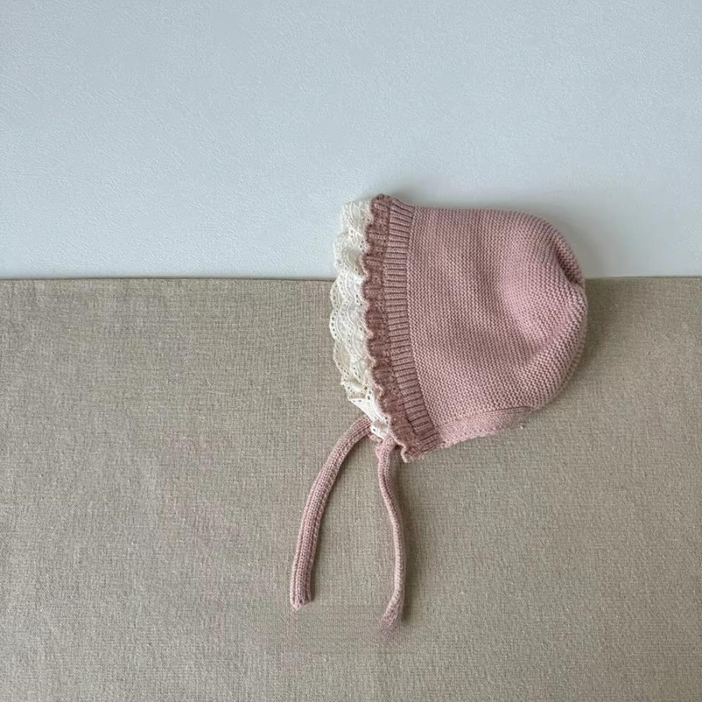 Шапочка с кружевной оборкой для защиты ушей, однотонная вязаная шерстяная шапка, новая осенне-зимняя шапка для мальчиков и девочек