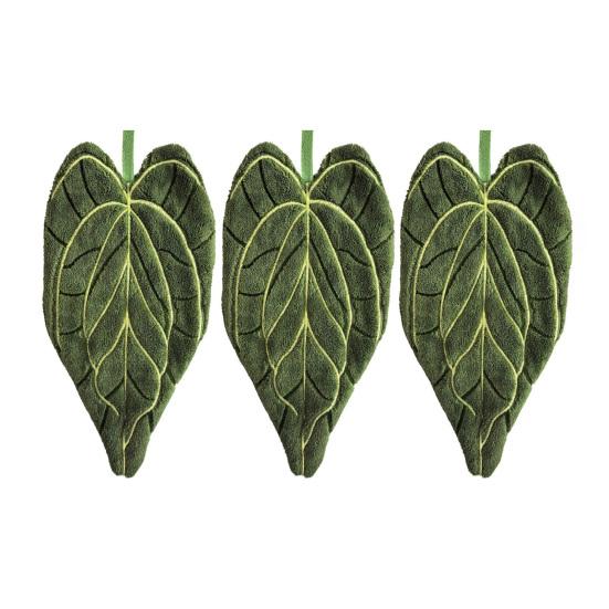 Полотенце для рук в форме листа Впитывающее полотенце для рук с петлей для подвешивания Декоративное полотенце-зеленый лист для вытирания рук Использование на кухне и в ванной
