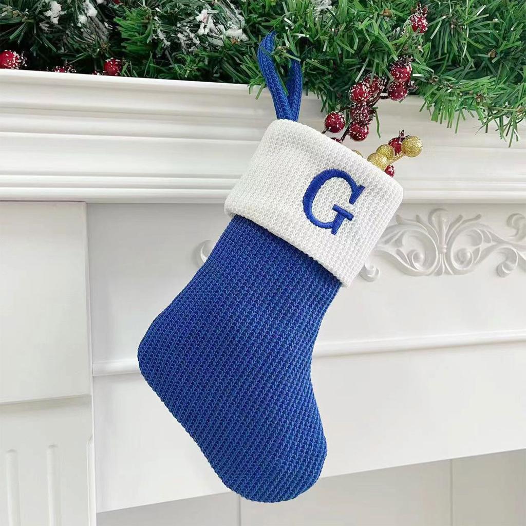 Christmas Stockings Small Embroidered Letter Knitted Xmas Hanging Stocking Decorations Christmas Party Decor