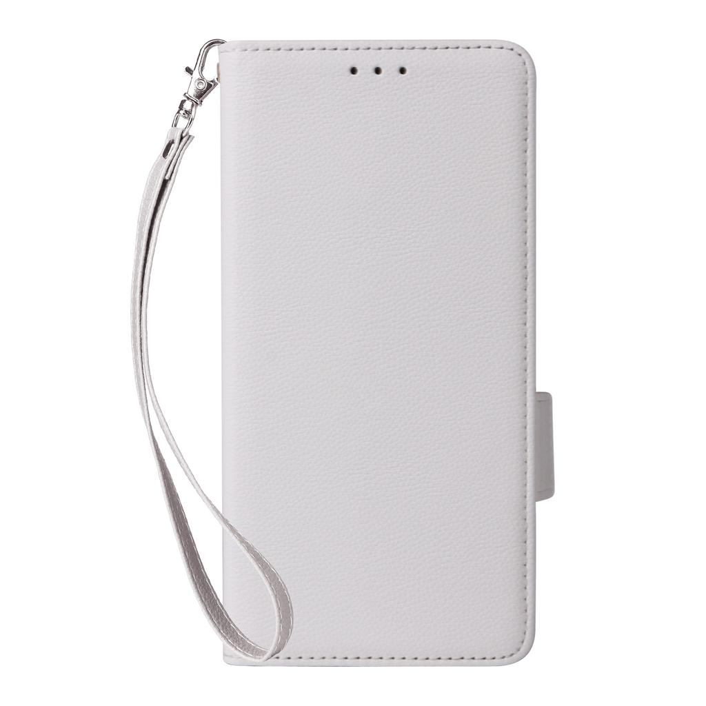 Для Xiaomi Poco M7 Plus 5G/Poco M7 4G (169 мм) Чехол-книжка из кожи с текстурой личи и ремешком на запястье