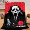 1PC Heartbeat Ghostface Of Horror Flannel Blanket Gift, Suitable for Both Men And Women, Soft Ideal for Beds And Sofa, Birthday Or Christmas Gift