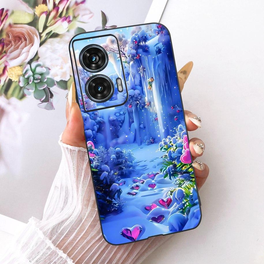 Чехол Для Motorola Edge 50 Fusion Чехол XT2429-1 Популярный Цветок Мягкий Черный Силиконовый Чехлы Для Телефона Для Motorola G96 5G MotoG96 Funda