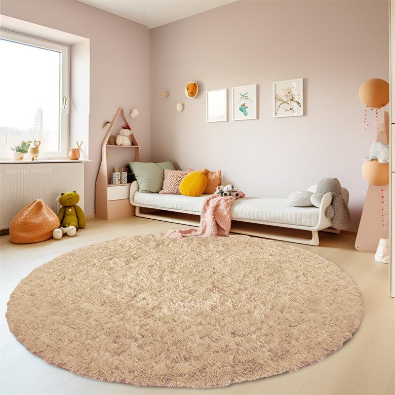 Plush Round Carpet Fluffy Soft Shaggy Rug For Bedroom Chair Mat Bathroom Mat Cute Girl Room Beside Mat 23 Colors Home Decoration