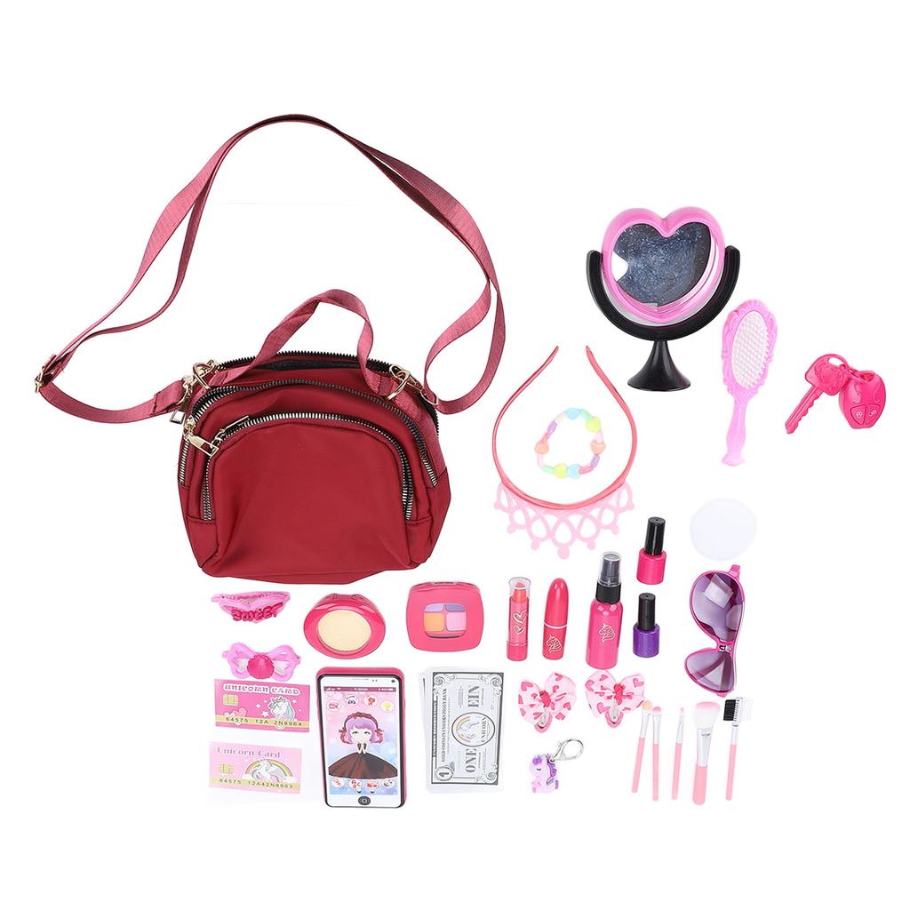 34 шт. Детский набор для макияжа, помада, тени для век, лак для ногтей, набор для ролевых игр с сумкой для переноски