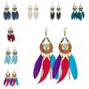 1 Pair Hook Earrings Bohemia Style Ethnic Synthetic Feather Exquisite Lady Boho Dangle Earrings