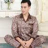 Spring Autumn Thin High Quality Pajamas Set Men  Polyester Ice Silk Long-sleeved Sleepwear Summer Home Clothes Men