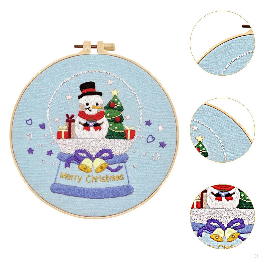 Christmas Embroidery Kit for Adult Craft Set Portable Unfinished Xmas Material Package Crafting