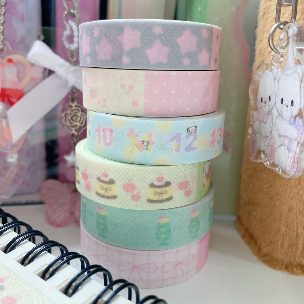 Kawaii Deco Shimmer Washi Tape Cute Sticker DIY Scrapbooking Bow Tape Journal Planner Adhesive Masking Tape Arts Crafts Album