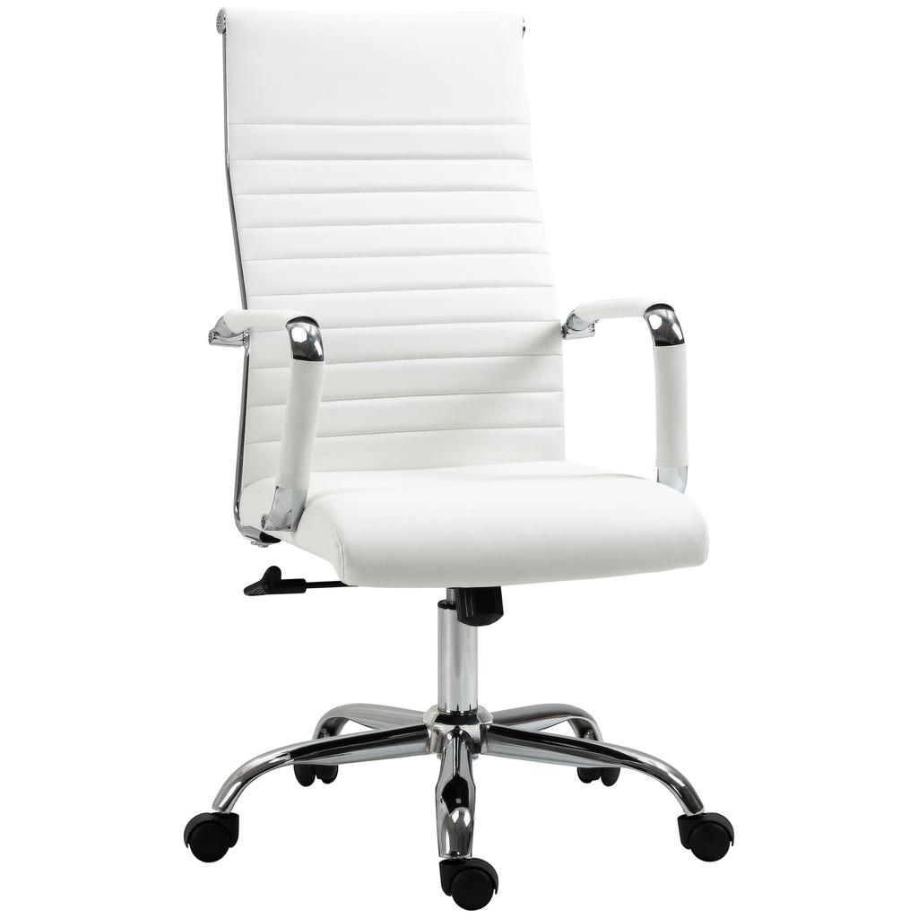 Ergonomic Office Chair With Armrest Height Adjustable Swivel Chair With Rocking Function Faux Leather Padded Computer