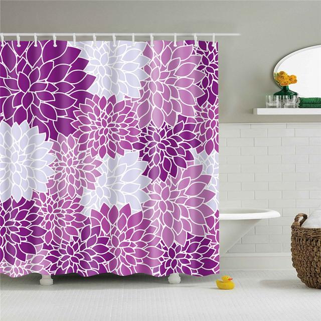 Chinese Style Flower Branch Landscape Shower Curtain 3D Printing Sunflower Bathroom Accessories Sets Waterproof Polyester Screen