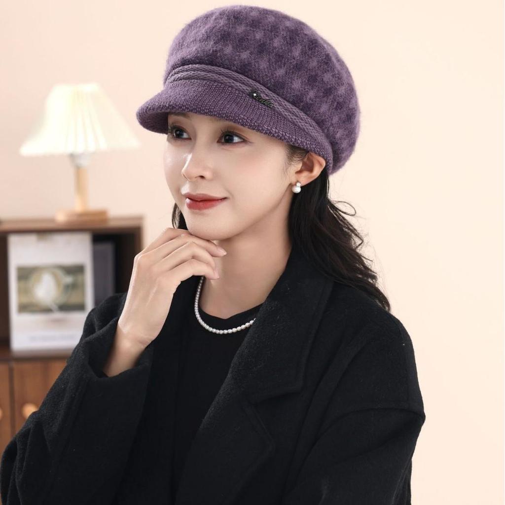 Элегантная теплая шерстяная кепка газетчика: Вязаная шапка в стиле ретро, удобная и универсальная, для пожилых мужчин и женщин