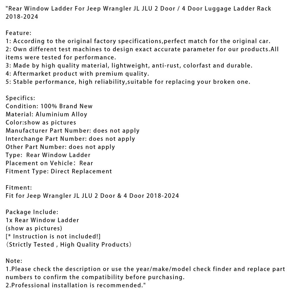 Лестница на заднее стекло для Jeep Wrangler JL JLU Багажная лестница 2018-2024