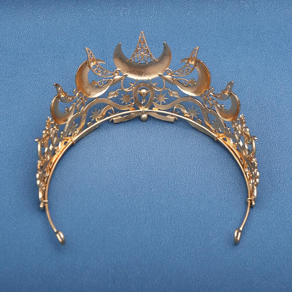 1pc Luxury Gothic Moon Tiara Celestial Queen Crown for Women Baroque Star Headpiece for Vintage Weddings Elegant Parties