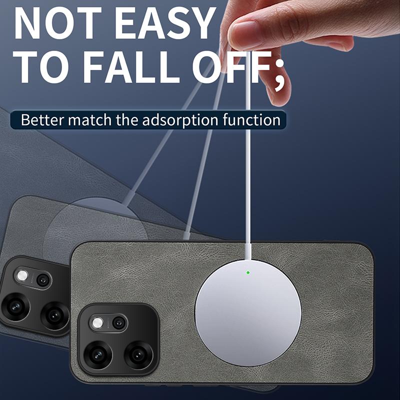 Для OPPO Reno 14 Роскошный Магнитный Беспроводной Чехол для Зарядки Для OPPO Reno 14 Pro Противоударная Матовая Кожаная Задняя Крышка Reno 14 F Чехол