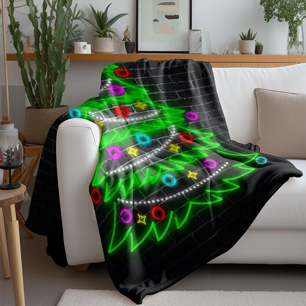 Tuniu Neon Christmas Blanket Flannel Throw Sofa Bed Room Decor Festive Gift Idea
