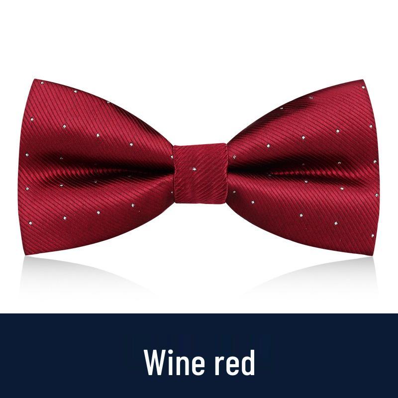 Men's Burgundy & Black Bow Tie for Weddings - British Korean Style