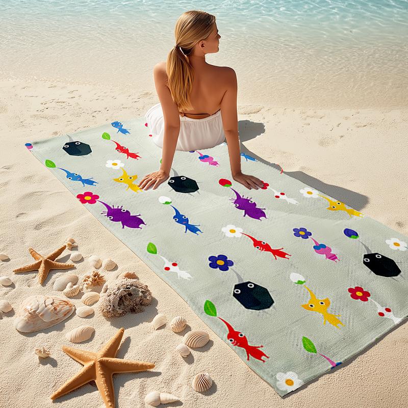 Beach Towel with Pikmin Pattern - soft,absorbent,machine washable Lightweight&Modern,swimming,Travel Essentials