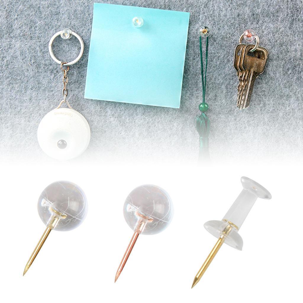 50/100Pieces Ball-shape Push Pins I-shape Map Pins Clear Pushpins for Cork Board Clear Sewing Pins for Fabric Sewing