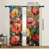 2 Pcs Oil painting flowers print curtains,suitable for bedroom,living room kitchen decoration,home decoration,window decoration