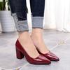 Women High Heels Lady Patent Leather Thick with Autumn Pointed Shoes Female Sandals