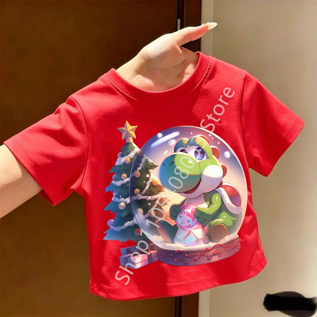Super Marios Tshirt for Children Cartoon Anime Clothes Round Collar Clothing Short Sleeve Kid Summer Tee Top