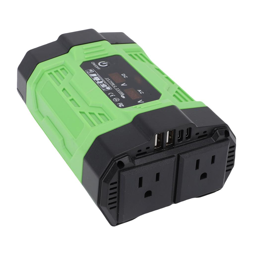 300W Car Inverter 12V DC To 110V AC Power Inverter with 2 USB 2 Type C Ports 2 Sockets for Computer Phone