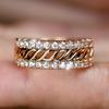 Luxury Gold Color Hollow Band Zircon Engagement Rings for Women Wedding Jewelry Gift
