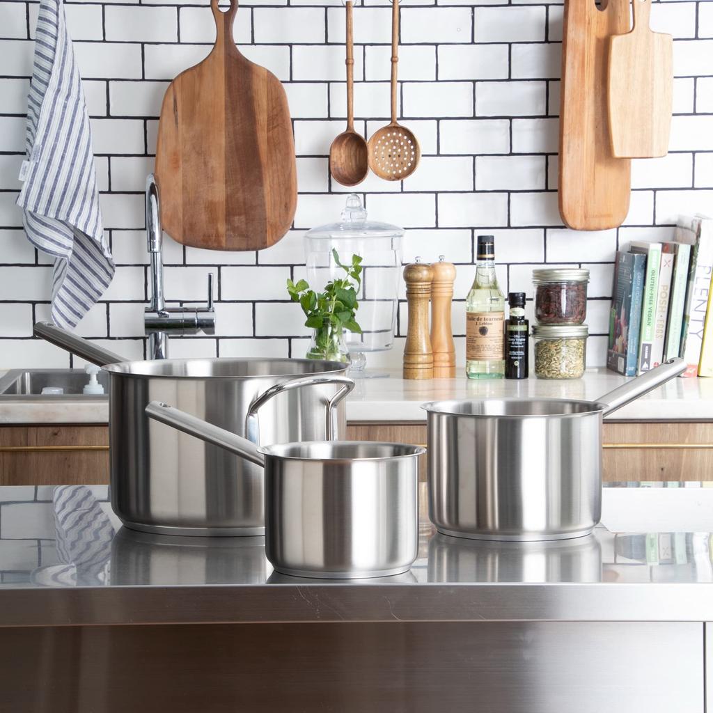 Endo Shoji Commercial Murano Индукционная глубокая 18 см IH Нержавеющая AKTD102 Кастрюля, (без крышки), Совместимый, Сталь 18-8,