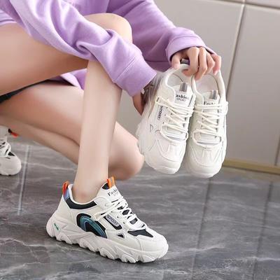 Папины кроссовки женские новые на платформе кожаные белые туфли универсальные студенческие легкие с мягкой подошвой спортивные кроссовки для бега