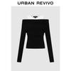 UR 2025 Зимняя женская футболка с длинным рукавом в стиле колор-блок, имитирующая двойку