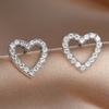 New micro-inlaid with diamond zircon heart-shaped rose gold-plated stud earrings women's hollow love earrings jewelry