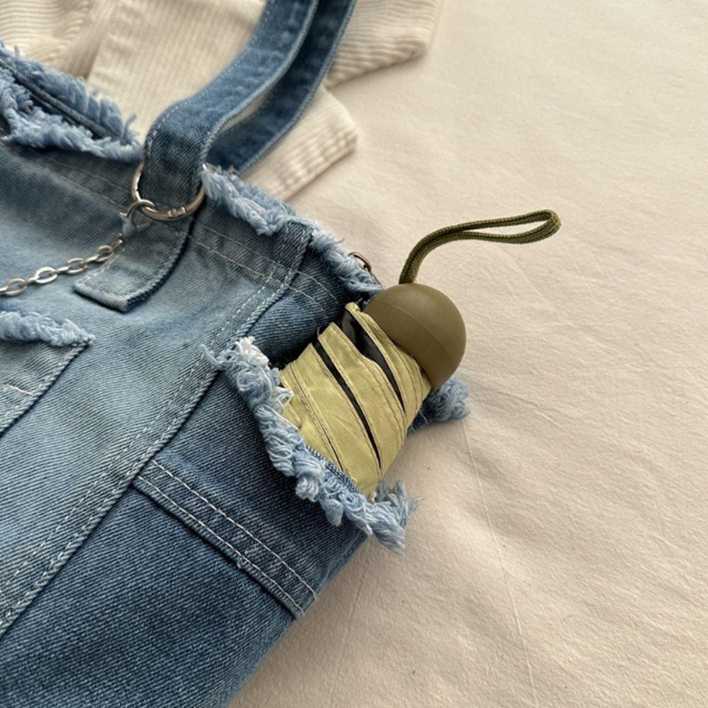 Korean Style Canvas Tote Bag Simple Underarm Packs Cute Denim Shoulder Bag Outdoor