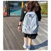 Unisex Solid Color Nylon School Backpack With Durable Laptop Schoolbag Gift