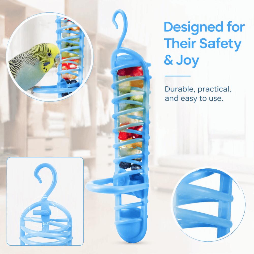 Foraging Design Bird Food Holder Solid Blue Pet Feeding Station Bird Perch Stand Parrot Cages