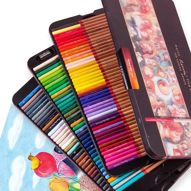 Colored Pencil Set Metal Case 36/48/72/100/120 Color Oil Pencils Student Artist Drawing Art Supplies