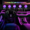 Светодиодные лампы для салона автомобиля, RGB оптоволоконная атмосфера, комплект неонового освещения с дистанционным управлением через приложение, автоматические декоративные лампы