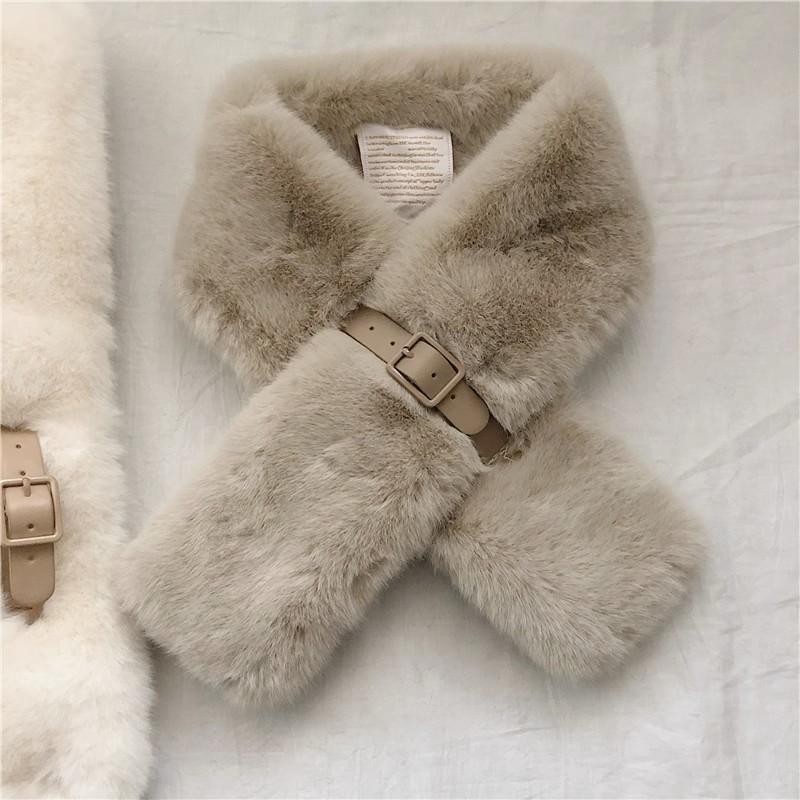 Шарф женский зимний теплый корейский вариант модный универсальный студенческий шарф кролик рекс плюшевый утолщенный крест японский шарф