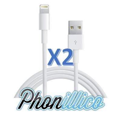 Chargeur USB - Compatible iPhone - Lot de 2 câbles - Blanc - Charge et transfert de données - USB
