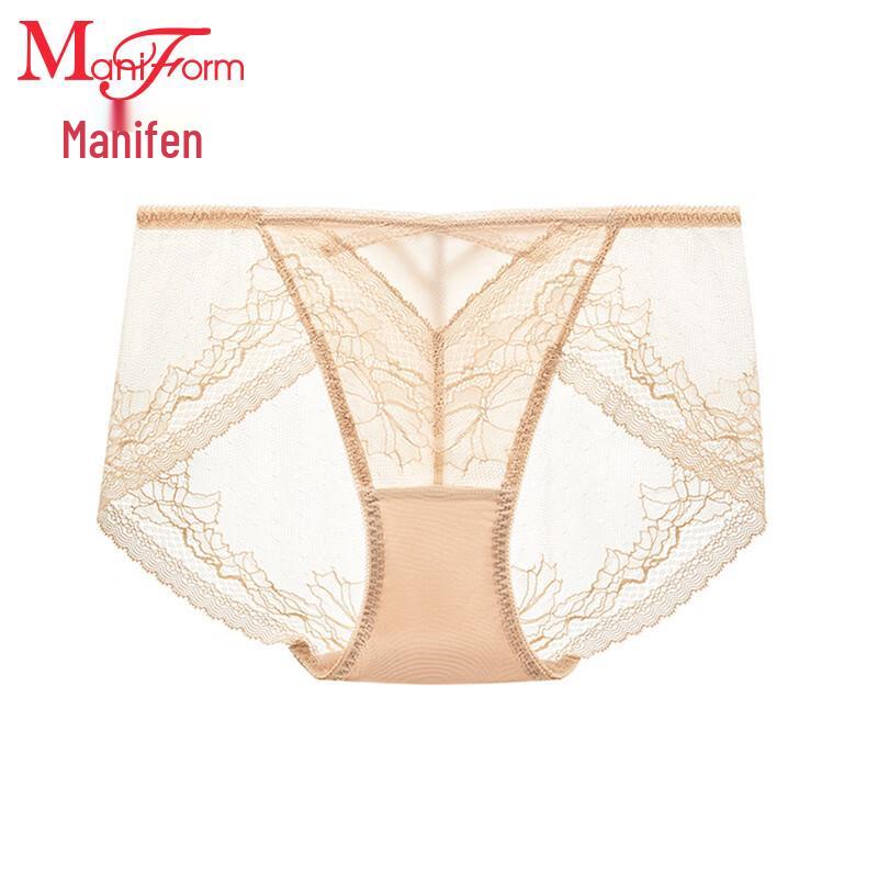 Maniform Women's Sexy Lace Breathable Mid-Low Waist Antibacterial Briefs